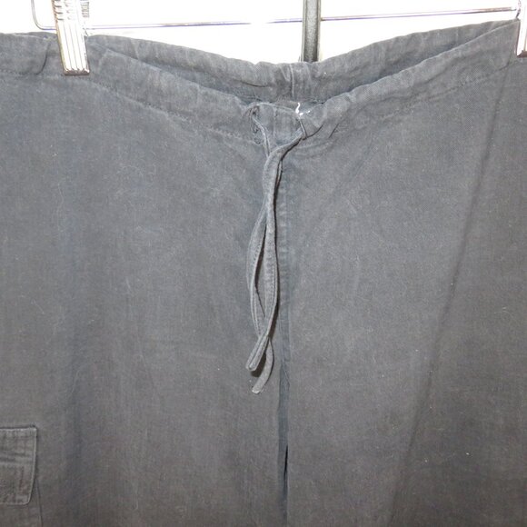 VTG Prana Black Cargo Pants Wide Leg Drawstring Cotton Women Small USA 1990s Y2k - Picture 2 of 13